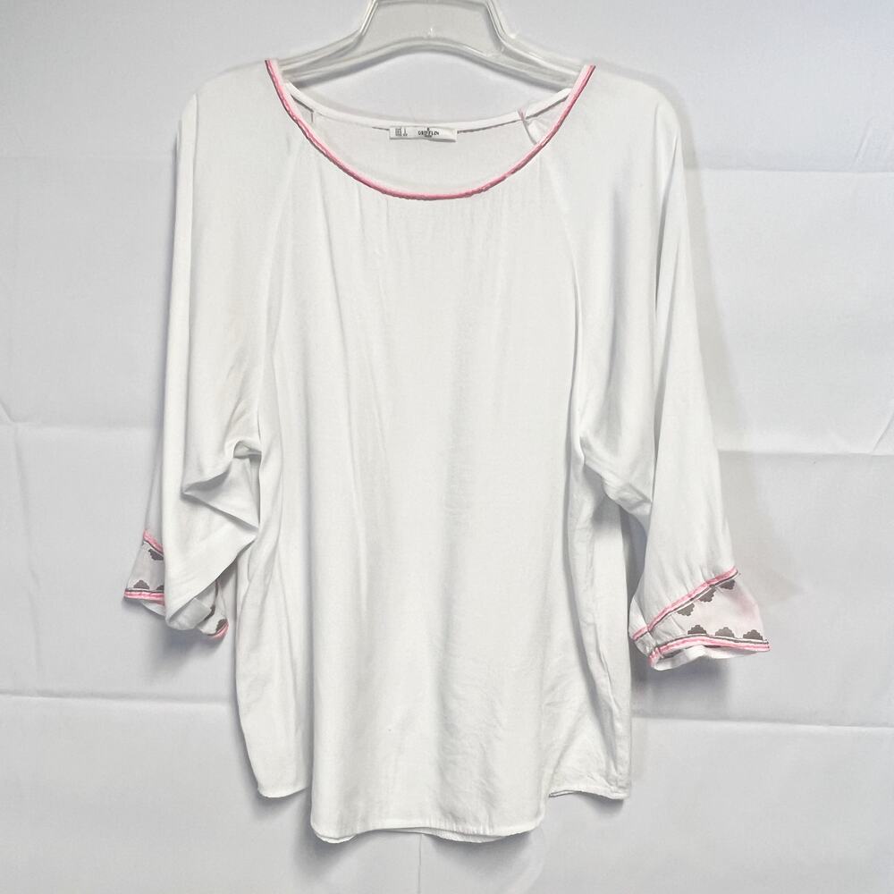 Grifflin Paris Top Womens Large Embroidered Boho Peasant Hippie Beachy Coastal